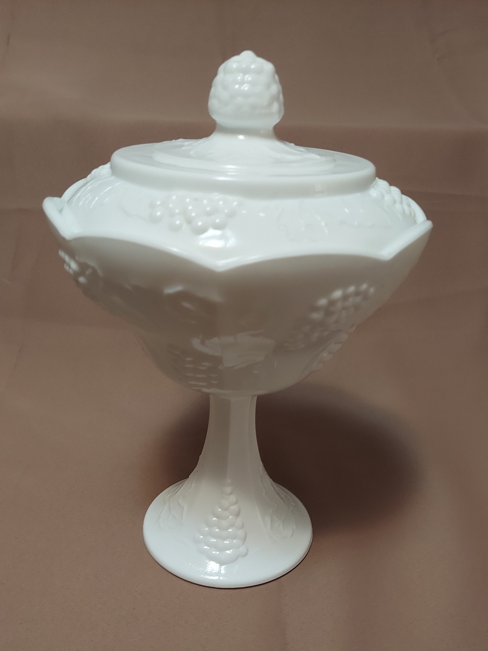 Vintage Indiana Glass Colony Harvest Milk Glass Lidded Compote